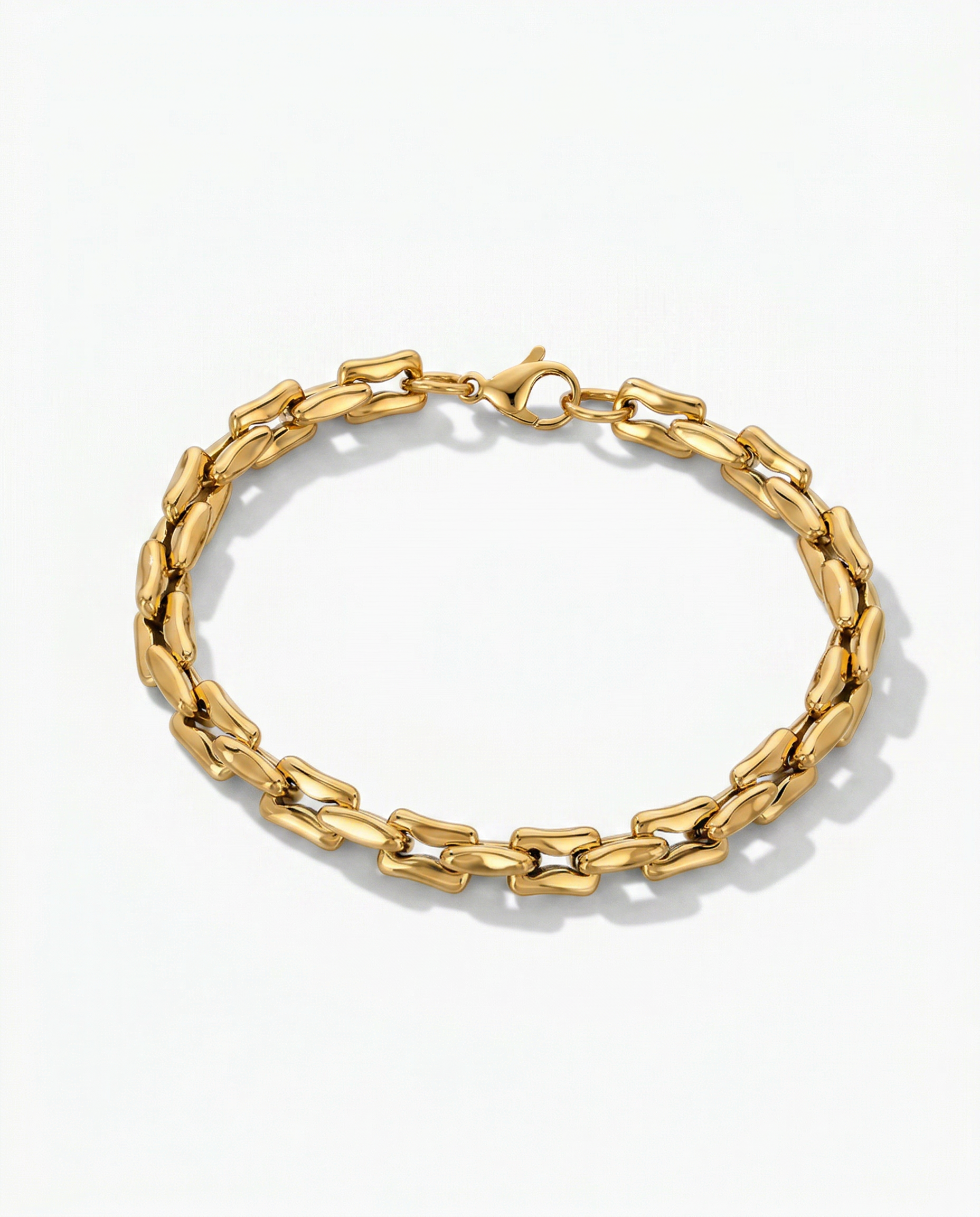 Gold geometric bamboo joint link chain bracelet - FOUND Jewelry Canada