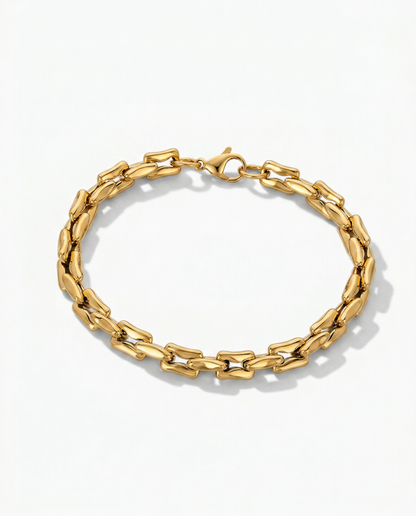 Gold geometric bamboo joint link chain bracelet - FOUND Jewelry Canada
